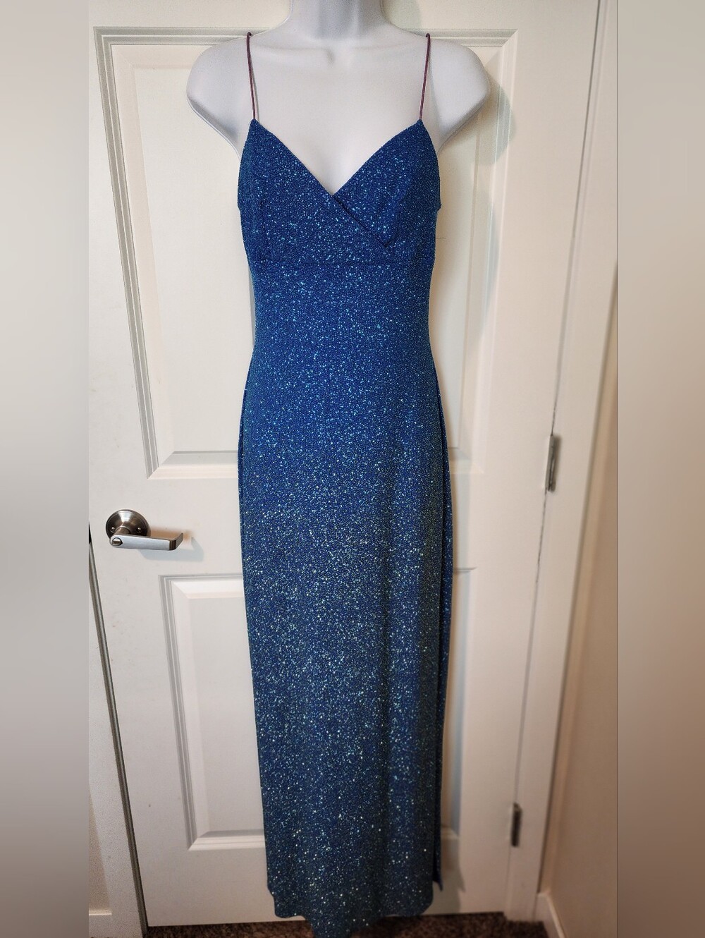 Be Smart Blue Shimmer Y2K Prom Formal Gown Size 9/10 Made in USA